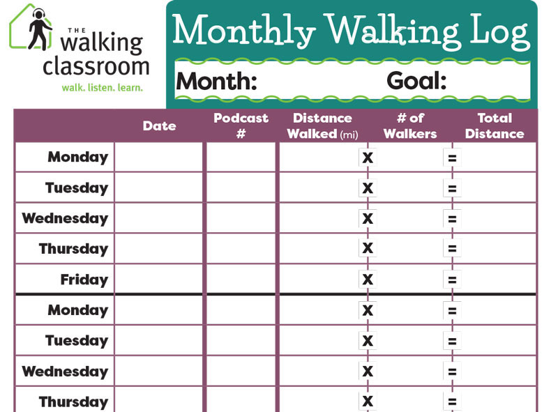 Free Printable Walking Chart